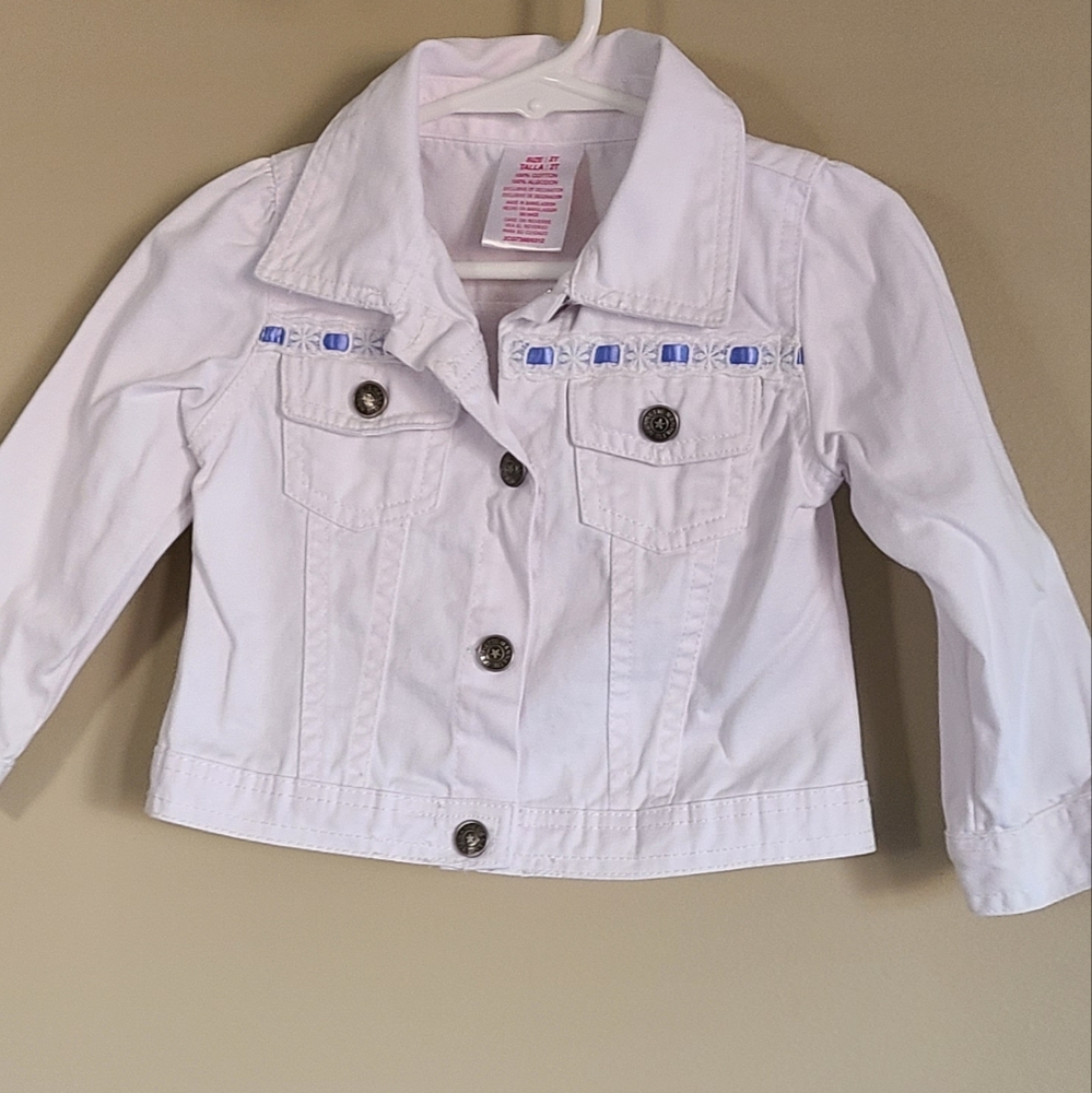 White Jean jacket with lace/ribbon detail